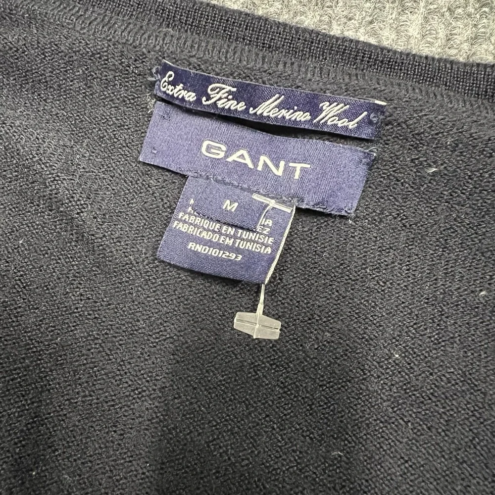 GANT Womens Super Fine‎ Wool Cardigan Sweater Medium Navy Blue Button Shirt Top